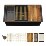 Quartz Composite Kitchen Sink With Undermount Design, Durable Single Bowl Workstation