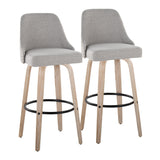 Studded - Marcel Fixed-Height Barstool (Set of 2) - Whitewashed Wood