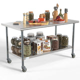 30" x 60" 18-Gauge 304 Stainless Steel Commercial Work Table with Casters, CT3060-18C.