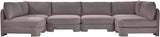 Hammond - Velvet Performance Fabric Upholstered 6 Piece U-Shaped Armless Sectional