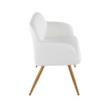 Daniella - High Back Bench - Gold Steel, White Faux Leather