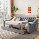 Upholstered Daybed With Storage Armrests And USB Port