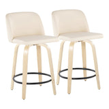 Toriano - 24" Fixed-Height Counter Stool (Set of 2) - Cream, Black And Natural