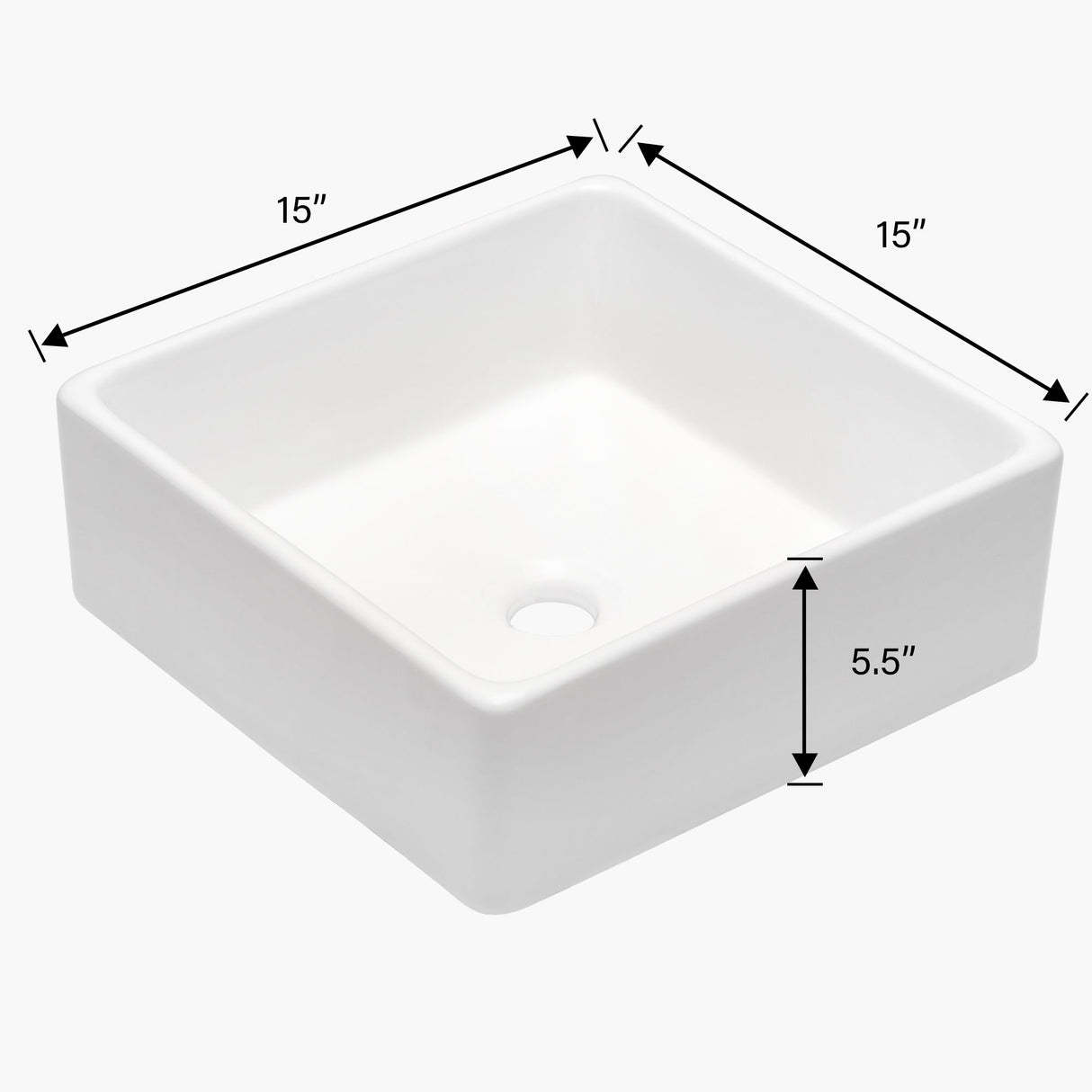 Elegant European Style Ceramic Square Vessel Bathroom Sink - White