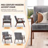 Mid Century Modern Accent Chair With Solid Wood Frame And Extra Thick Backrest