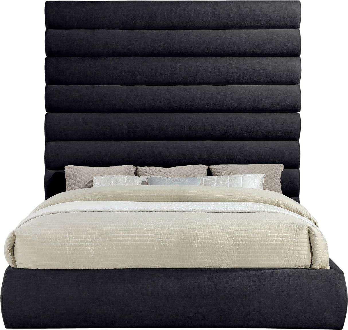 Adam - Chenille Fabric Bed With 89" Headboard