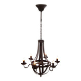 6 Light Metal Chandelier, Hanging Light Fixture With Adjustable Chain For Kitchen, Bulb Not Included - Black