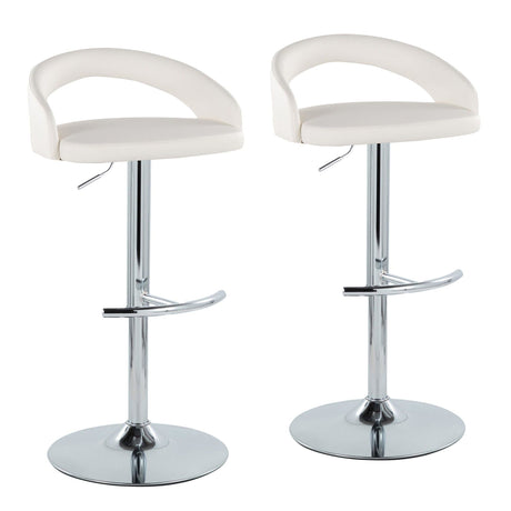 Grotto - Upholstered Adjustable Barstool - Chrome Metal Base