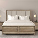3 Piece Bedroom Set With Padded Headboard, 2 Nightstands