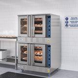 38 in. Full Size Double Commercial Natural Gas Convection Oven 108,000 BTU Total with stacking And Casters (KM-DCCO54-NGC)