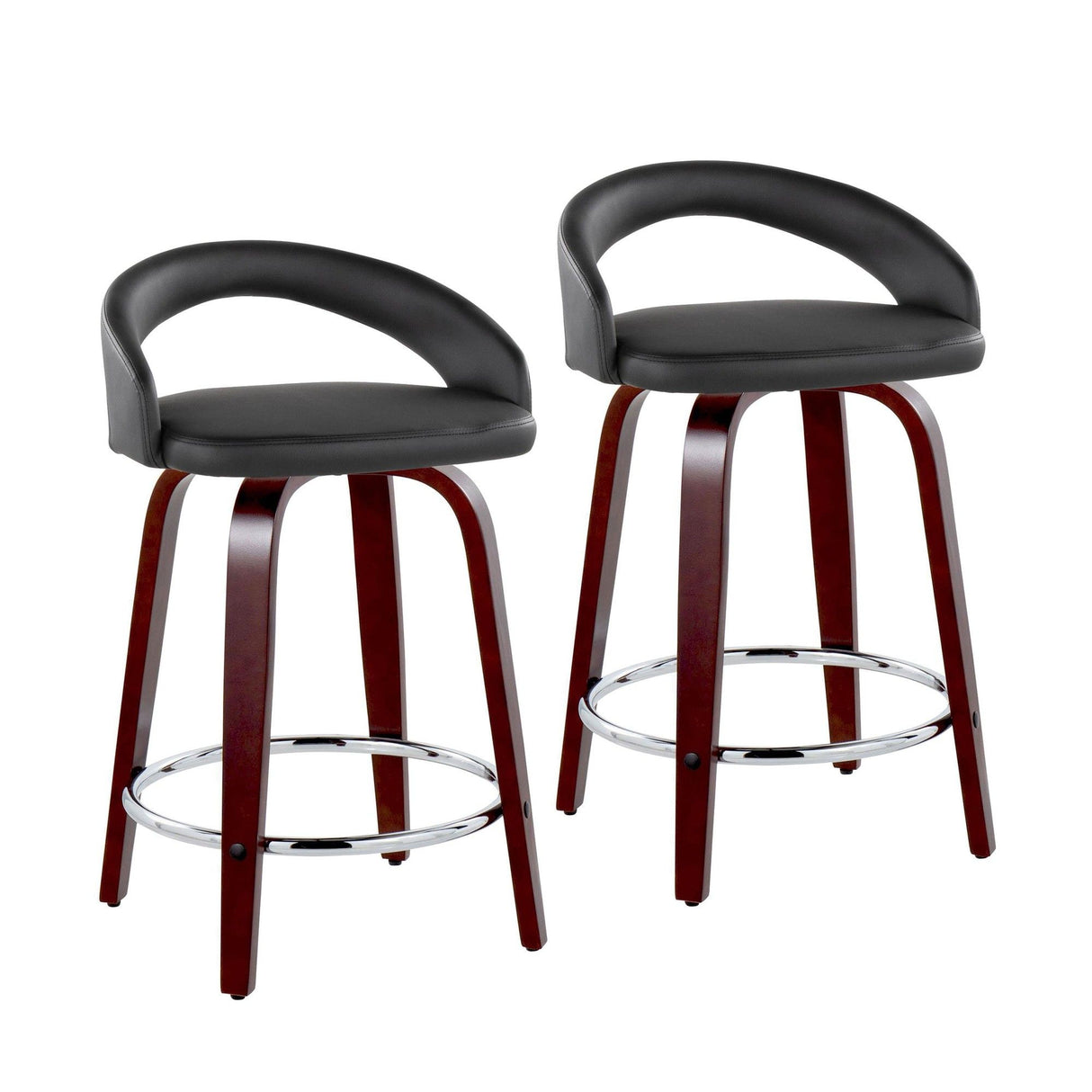 Grotto - Upholstered Fixed-Height Counter Stool With Mahogany Wood Base (Set of 2)