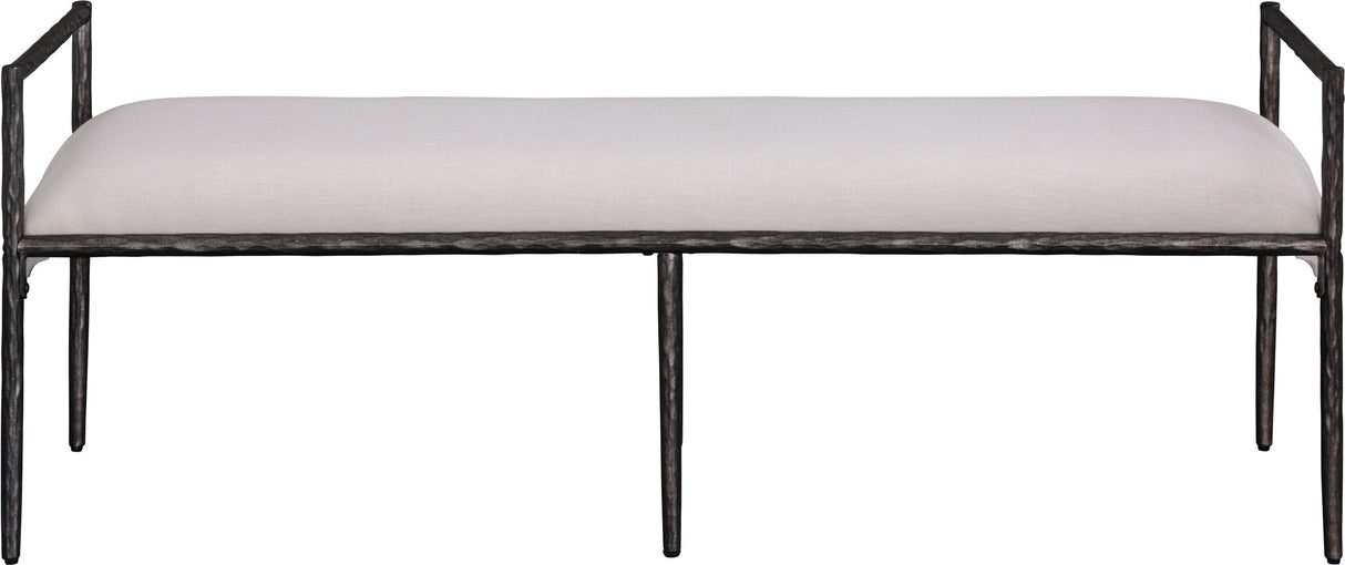 Axis - Linen Textured  Beige Fabric Upholstered Bench
