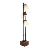 Bento - 67.5" Metal Floor Lamp - Black Metal And Walnut Wood With White Shade