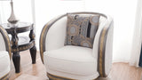 HD-9043 - Chair - White / Brown / Gold