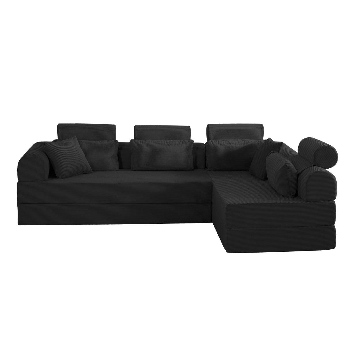Modern L-Shape Modular Sectional Sofa, Compressed Design