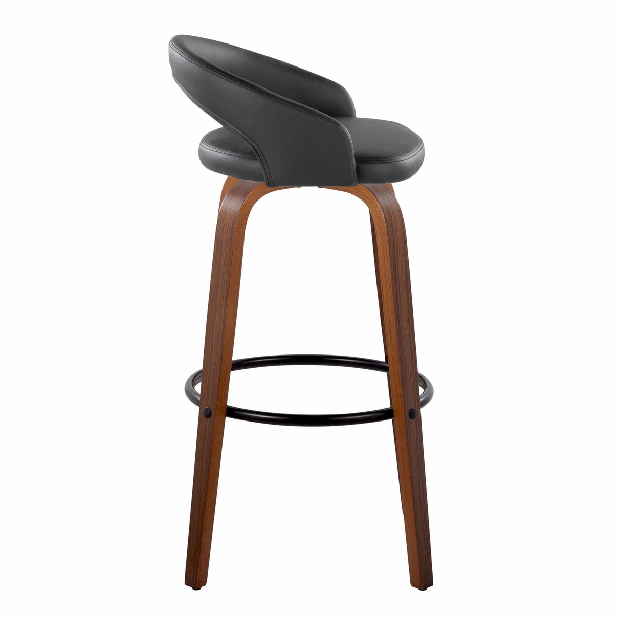 Grotto - Upholstered Fixed-Height Barstool (Set of 2) - Walnut Wood