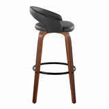 Grotto - Upholstered Fixed-Height Barstool (Set of 2) - Walnut Wood