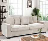 Luxe Corduroy Sofa With 5 Matching Toss Pillows, Sleek Design, Spacious And Comfortable 3 Seater Couch