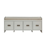 Berci - Bench With Storage - Beige Fabric & White