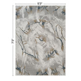Geometrix - 5'3" X 7'3" Area Rug & Geometric 3D Effect - Ivory / Gray