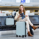 6 Piece Lightweight Hardshell Luggage Set With Double Spinner Wheels, Password Lock