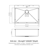 Drop In Kitchen Sink, 16 Gauge Stainless Steel, Topmount