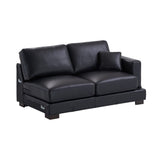 Geralyn - Sectional Sofa With 2 Pillows - Black Leather
