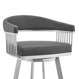 Bronson - Faux Leather And Brushed Stainless Steel Swivel Bar Stool