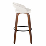 Grotto - Upholstered Fixed-Height Barstool (Set of 2) - Walnut Wood