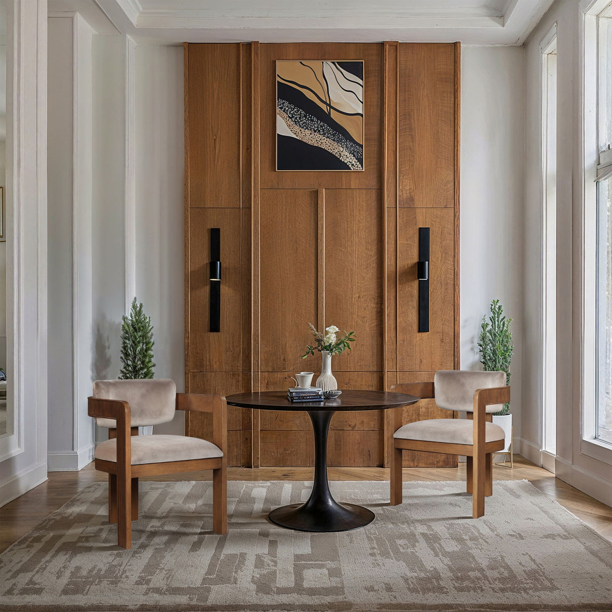 Sacha - Velvet Dining Chair With Brown Base (Set of 2)