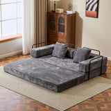 Convertible Floor Sofa Bed With Pillow Back Support Armrest