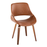 Folia - Fabrico Mid-Century Modern Square 5 Piece Dining Room Set - Walnut Wood With Camel Faux Leather