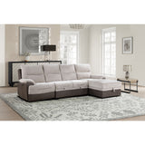 Kia - Sectional With Power And USB - Beige / Brown