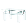 Modern Tempered Glass Coffee Table With 2 Tier Storage For Living Room