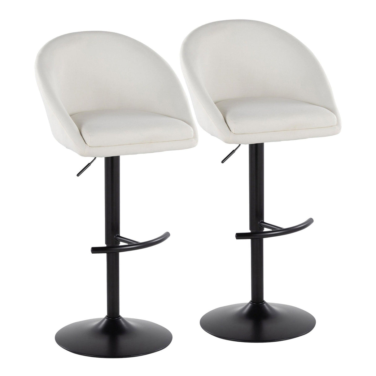 Matisse - Highback Adjustable Barstool With Rounded T Footrest (Set of 2) - Black Metal