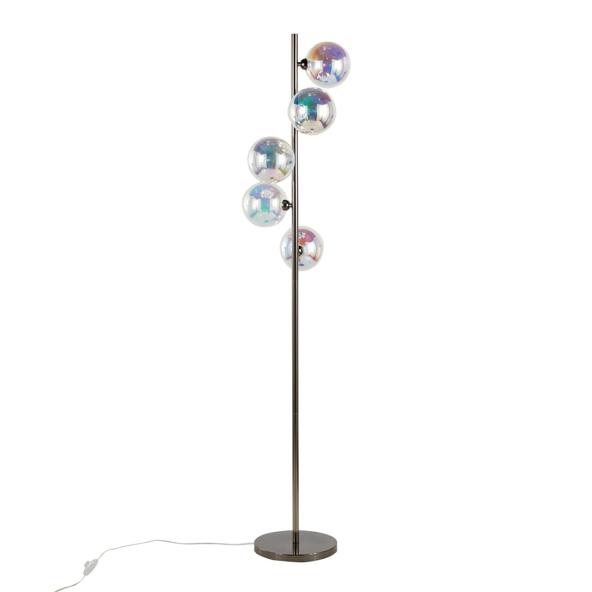 Bubbles - Metal Floor Lamp - Black Chrome Metal, Iridescent Glass Sconces