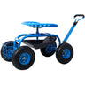 Rolling Garden Scooter Cart Seat With Wheels, 360 Swivel Seat, Tool Tray
