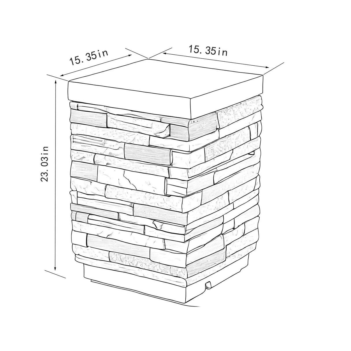Outdoor Propane Tank Holder Fire Pit Cover Side Table Lightweight Concrete - Sandstone
