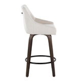 Hannah - 26" Fixed-Height Counter Stool With Swivel And Round Black Metal Footrest (Set of 2) - Walnut Glazed Wood