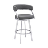 Dione - Swivel Faux Leather And Brushed Stainless Steel Bar Stool