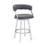 Dione - Swivel Faux Leather And Brushed Stainless Steel Bar Stool