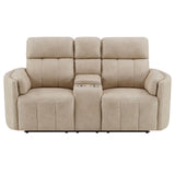 Elison - Motion Loveseat With Console - Dark Beige Polish Microfiber