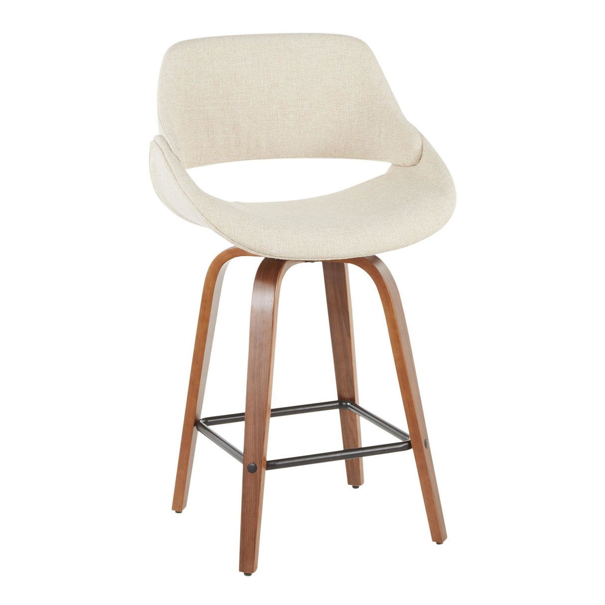 Fabrizzi - Counter Stool (Set of 2) - Walnut And Cream Fabric