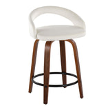 Grotto - 31" Upholstered Fixed-Height Counter Stool (Set of 2) - Walnut Wood Base