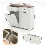 Double Tilt Out Trash Cabinet With Hideaway Drawer And Barn Door Style