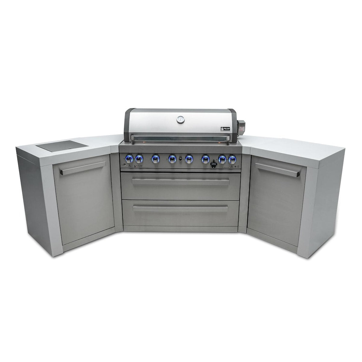 Mont Alpi Deluxe Series 8 Ft U-Shaped Natural Gas Outdoor Kitchen Island w/ Side Burner - MAi805-D45
