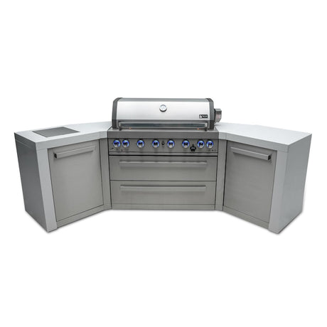 Mont Alpi Deluxe Series 8 Ft U-Shaped Natural Gas Outdoor Kitchen Island w/ Side Burner - MAi805-D45