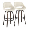Fabrizzi - 30" Fixed-Height Barstool With Swivel And Round Black Metal Footrest (Set of 2) - Walnut Glazed Wood