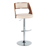 Cecina - Adjustable Barstool With Swivel And Rounded T Footrest (Set of 2) - Chrome Metal, Cherry Wood