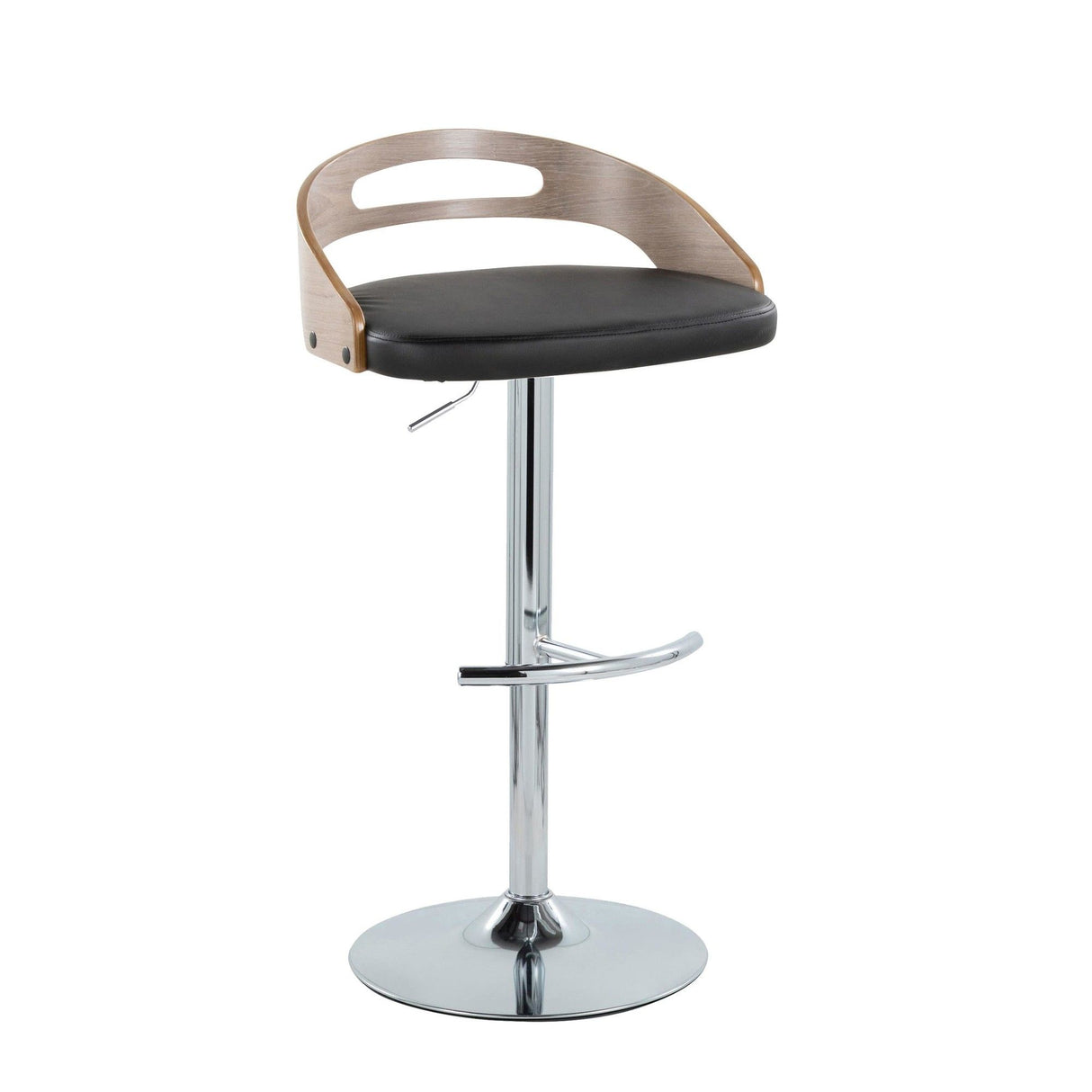 Cassis - Adjustable Swivel Barstool (Set of 2) - Chrome Metal Frame And Light Gray Wood